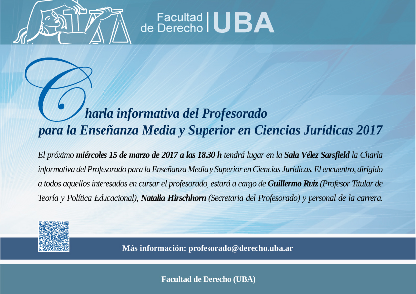 Charla informativa del Profesorado para la Enseñanza Media y Superior en Ciencias Jurídicas 2017