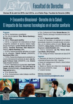 1Âº Encuentro Binacional - Derecho de la Salud: el impacto de las nuevas tecnologÃ­as en el sector sanitario