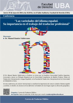 Conferencia "Las variedades del idioma espaÃ±ol. Su importancia en el trabajo del traductor profesional"
