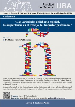 Conferencia "Las variedades del idioma español. Su importancia en el trabajo del traductor profesional"