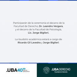 Acto de investidura como Doctor/a <i>Honoris Causa</i> de la UBA a la Prof. Rosa Graciela Castagnola de Fernández Meijide y al Dr. Daniel Marcelo Salvador