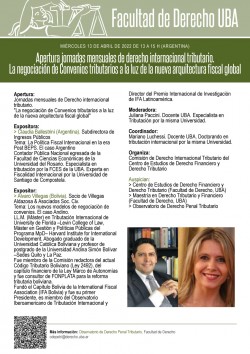 Apertura jornadas mensuales de derecho internacional tributario. La negociación de Convenios tributarios a la luz de la nueva arquitectura fiscal global