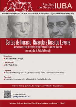 Cartas de Horacio Rivarola a Ricardo Levene