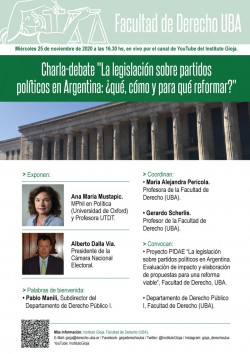 Charla-debate "La legislación sobre partidos políticos en Argentina: ¿qué, cómo y para qué reformar?"