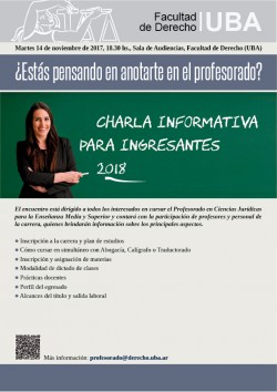 Charla informativa del Profesorado en Ciencias Jurídicas para la Enseñanza Media y Superior 