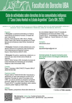 Ciclo de actividades sobre derechos de las comunidades indÃ­genas. El "Caso Lhaka Honhat vs Estado Argentino" (Corte IDH, 2020)