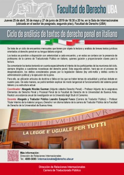Ciclo de análisis de textos de derecho penal en italiano