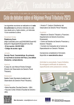 Ciclo de debates sobre el RÃ©gimen Penal Tributario 2023