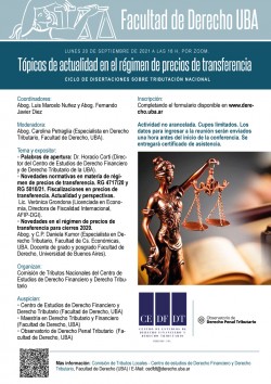 Ciclo de disertaciones sobre tributación nacional: Tópicos de actualidad en el régimen de precios de transferencia