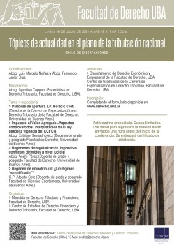Ciclo de disertaciones: Tópicos de actualidad en el plano de la tributación nacional