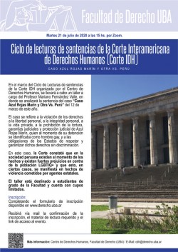 Ciclo de lecturas de sentencias de la Corte Interamericana de Derechos Humanos (Corte IDH): Caso Azul Rojas Marín y Otra Vs. Perú