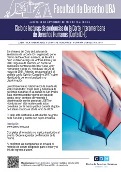 Ciclo de lecturas de sentencias de la Corte Interamericana de Derechos Humanos (Corte IDH). Caso "Vicky Hernández y otras Vs. Honduras" y Opinión Consultiva 24/17 