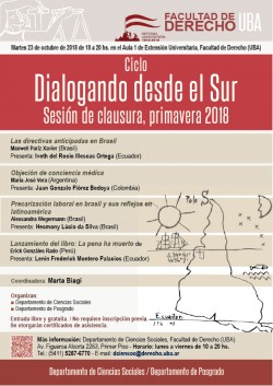 Ciclo "Dialogando desde el Sur". Sesión de clausura, primavera 2018