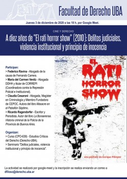 Cine y Derecho: A diez años de "El rati horror show" (2010). Delitos judiciales, violencia institucional y principio de inocencia