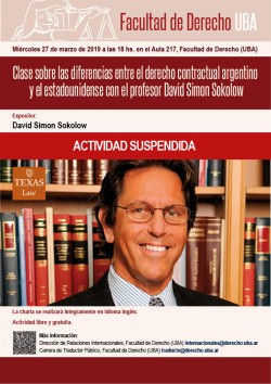Clase sobre las diferencias entre el derecho contractual argentino y el estadounidense con el profesor David Simon Sokolow