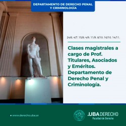 Clases magistrales a cargo de Prof. Titulares, Asociados y Eméritos. Departamento de Derecho Penal y Criminología