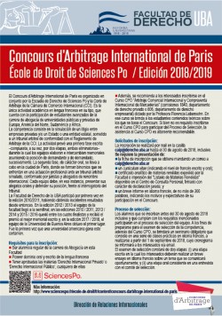 Concours d'arbitrage international de Paris - École de Droit de Sciences Po - Edición 2018/2019