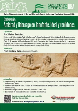 Conferencia: Amistad y liderazgo en Jenofonte. Ideal y realidades