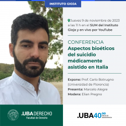 Conferencia "Aspectos bioéticos del suicidio médicamente asistido en Italia"