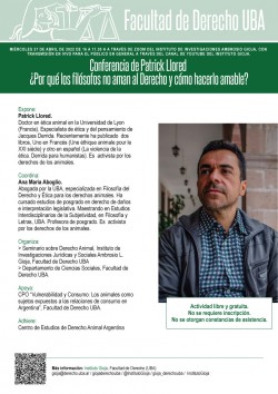 Conferencia de  Patrick Llored: ¿Por qué los filósofos no aman al Derecho y cómo hacerlo amable?