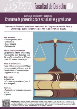 Congreso de Derecho Penal y CriminologÃ­a: Concurso de ponencias para estudiantes y graduados