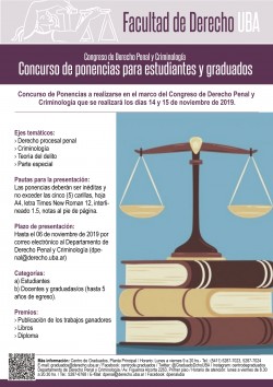 Congreso de Derecho Penal y Criminología: Concurso de ponencias para estudiantes y graduados