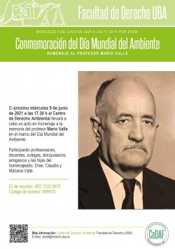 Conmemoración del Día Mundial del Ambiente. Homenaje al profesor Mario Valls