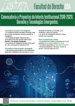 Convocatoria a Proyectos de Interés Institucional (PII) 2019-2020. Derecho y Tecnologías Emergentes