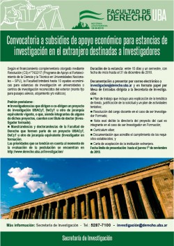 Convocatoria a subsidios de apoyo económico para estancias de investigación en el extranjero destinadas a Investigadores