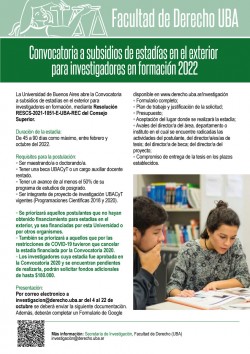 Convocatoria a subsidios de estadías en el exterior para investigadores en formación 2022