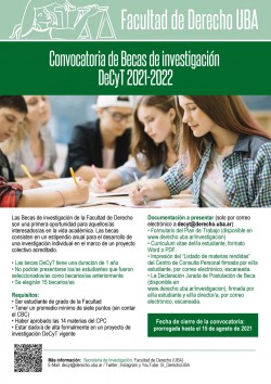 Convocatoria abierta Becas de Inicio DeCyT 2021-2022