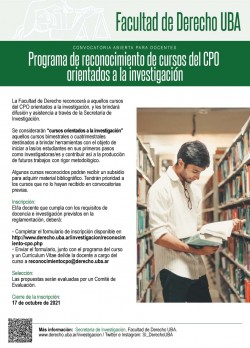 Convocatoria abierta para docentes. Programa de reconocimiento de cursos del CPO orientados a la investigación