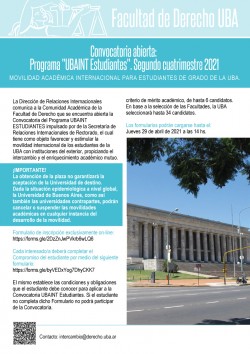 Convocatoria abierta: Programa "UBAINT Estudiantes". Segundo cuatrimestre 2021