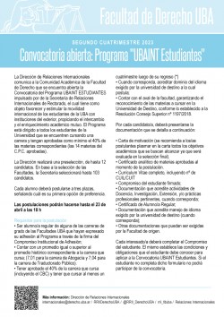 Convocatoria abierta: Programa "UBAINT Estudiantes". Segundo cuatrimestre 2023