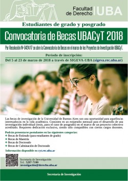 Convocatoria de Becas UBACyT 2018