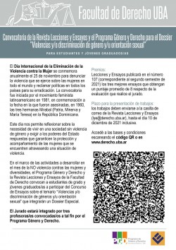 Convocatoria de la Revista <i>Lecciones y Ensayos</i>  y del Programa de Género y Derecho para el Dossier "Violencias y/o discriminación de géneros y/u orientación sexual"