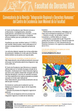 Convocatoria de la Revista "Integración Regional y Derechos Humanos" del Centro de Excelencia Jean Monnet de la Facultad