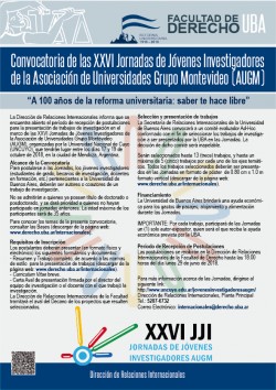 Convocatoria de las XXVI Jornadas de Jóvenes Investigadores de la Asociación de Universidades Grupo Montevideo (AUGM) 