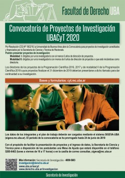 Convocatoria de Proyectos de Investigación UBACyT 2020