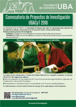 Convocatoria de Proyectos de Investigación UBACyT 2018