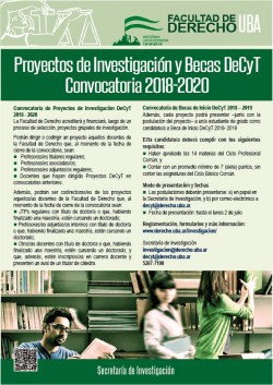 Convocatoria de Proyectos de Investigación y Becas DeCyT 2018 - 2020