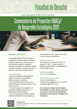 Convocatoria de Proyectos UBACyT de Desarrollo Estratégico 2021