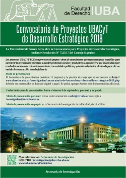 Convocatoria de Proyectos UBACyT de Desarrollo Estratégico 2018