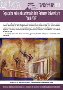 Convocatoria - Exposición sobre el centenario de la Reforma Universitaria (1918-2018)