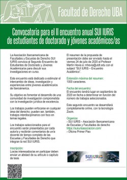 Convocatoria para el segundo encuentro anual <i>SUI IURIS</i> de estudiantes de doctorado y jóvenes académico/as