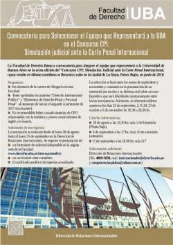 Convocatoria para seleccionar el equipo que representará a la UBA en el Concurso CPI: Simulación Judicial ante la Corte Penal Internacional