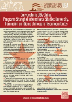 Convocatoria UBA-China. Programa Shanghai International Studies University. Formación en idioma chino para hispanoparlantes