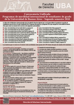 Convocatoria unificada - Programas de movilidad internacional de estudiantes de grado de la Universidad de Buenos Aires Segundo semestre 2018