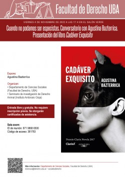 Cuando no podamos ser especistas. Conversatorio con Agustina Basterrica. Presentación del libro <i>Cadáver Exquisito</i>