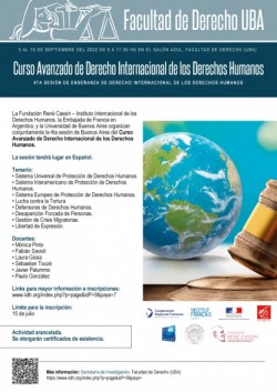 Curso Avanzado de Derecho Internacional de los Derechos Humanos. 4ta sesión de enseñanza de derecho internacional de los derechos humanos